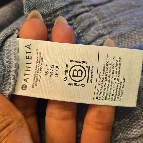 Athleta Retreat Chambray Wide-leg Slit Hem Drawstring Pocket Tall Pants NWOT - Picture 12 of 13